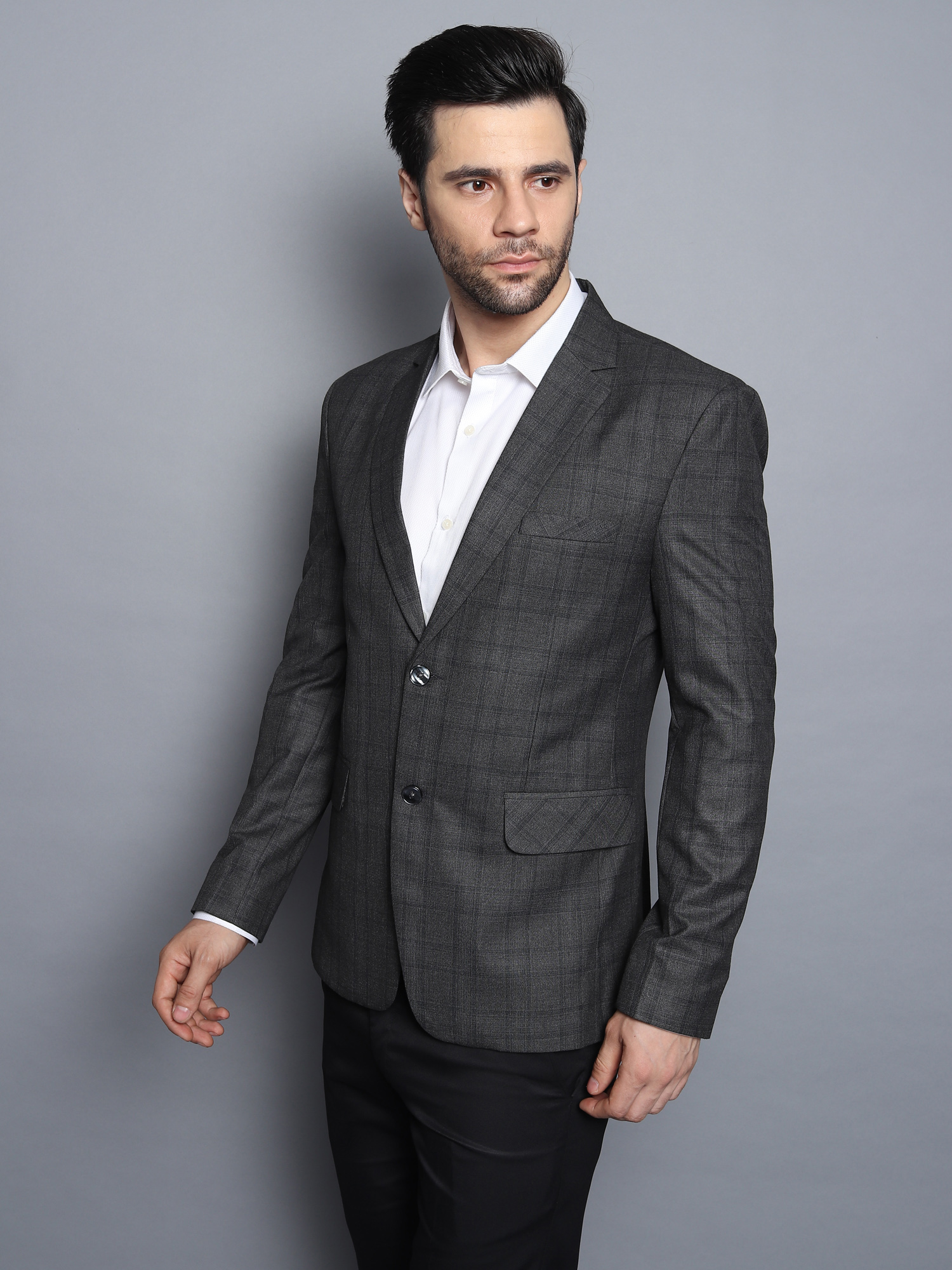 Formal Men Blazer Dark Gray Checks – Ragal Fashion Hub